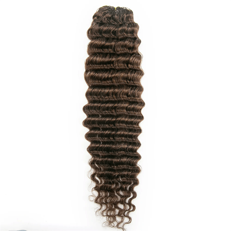 Msgem Feather Crochet Hair Extension Chocolate Brown Deep Wave Human Hair - Msgem Hair
