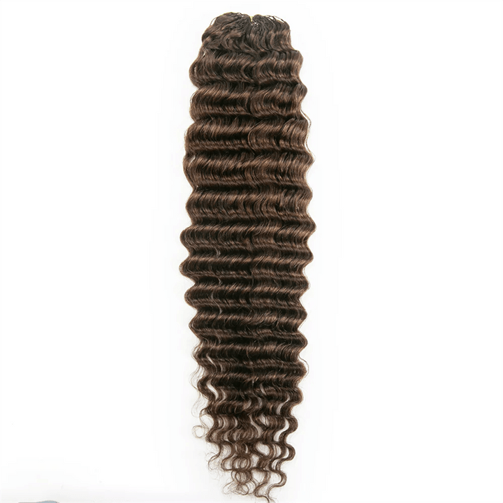 Msgem Feather Crochet Hair Extension Chocolate Brown Deep Wave Human Hair - Msgem Hair