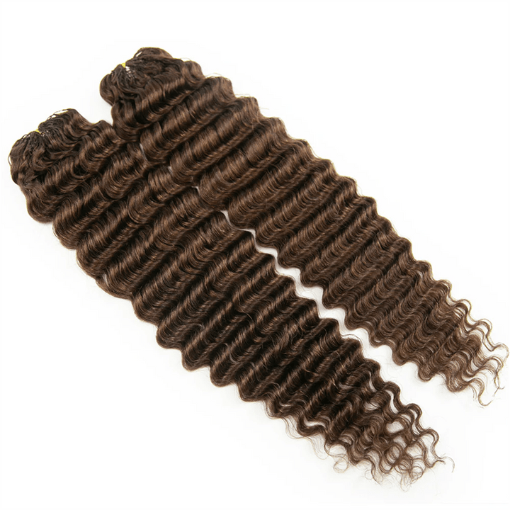 Msgem Feather Crochet Hair Extension Chocolate Brown Deep Wave Human Hair - Msgem Hair