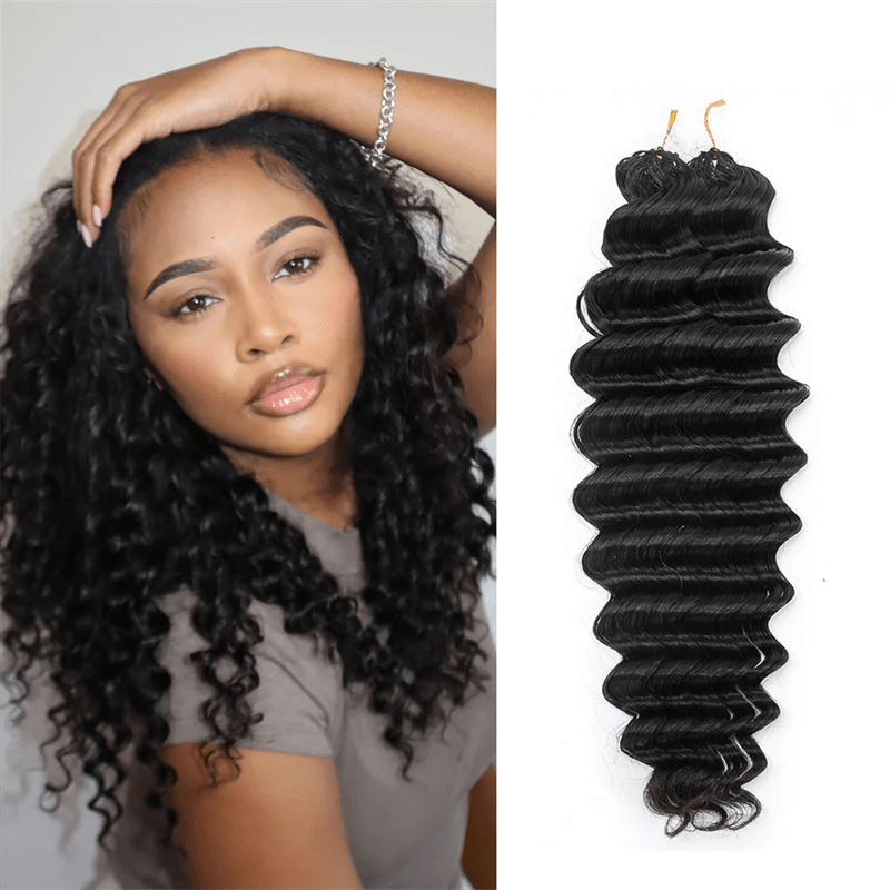 Msgem Feather Crochet Hair Extension Deep Wave Human Hair - Msgem Hair