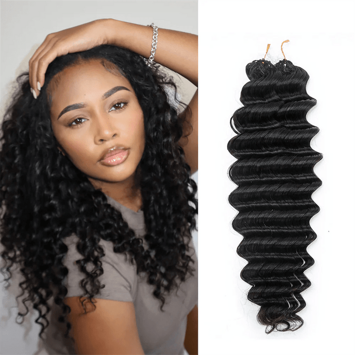 Msgem Feather Crochet Hair Extension Deep Wave Human Hair - Msgem Hair