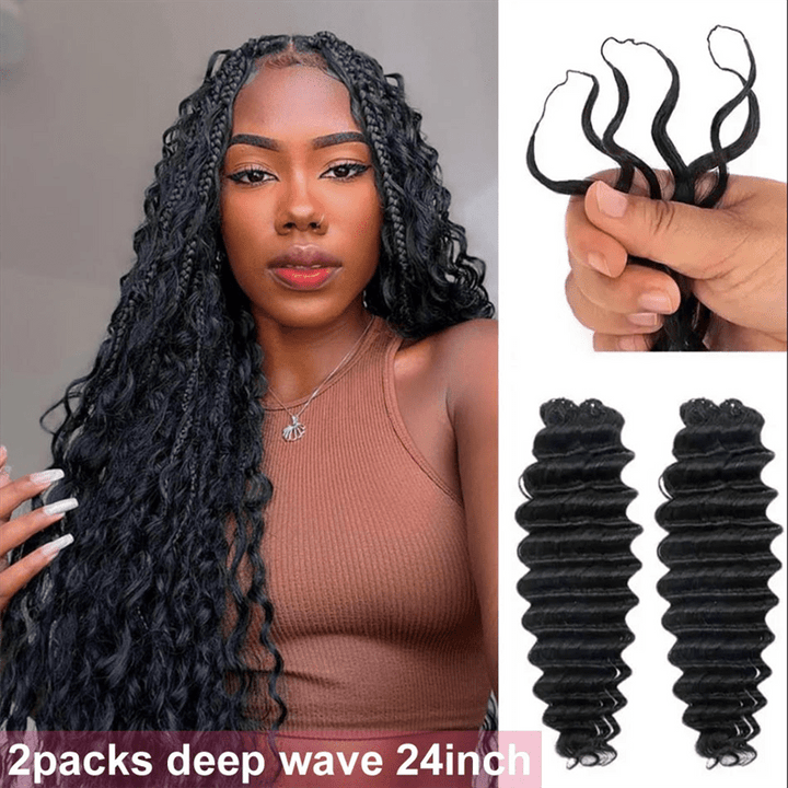 Msgem Feather Crochet Hair Extension Deep Wave Human Hair - Msgem Hair