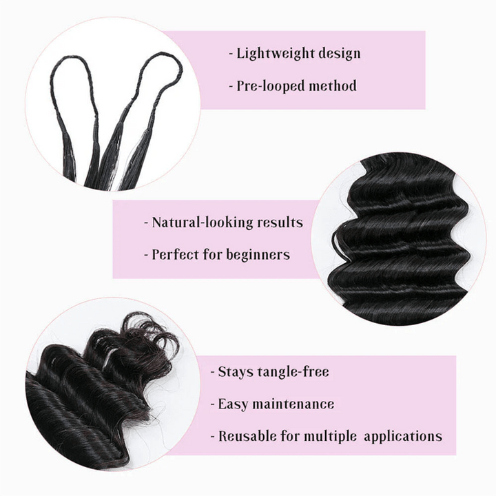 Msgem Feather Crochet Hair Extension Deep Wave Human Hair - Msgem Hair