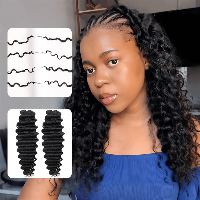 Msgem Feather Crochet Hair Extension Deep Wave Human Hair - Msgem Hair