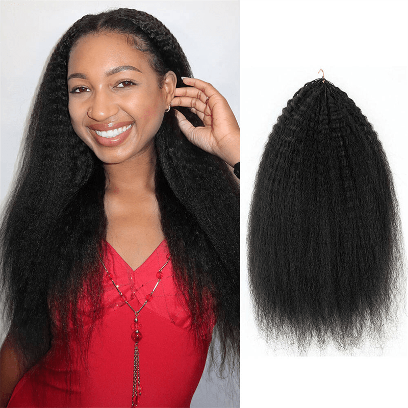 Msgem Feather Crochet Hair Extension Kinky Straight Human Hair - Msgem Hair