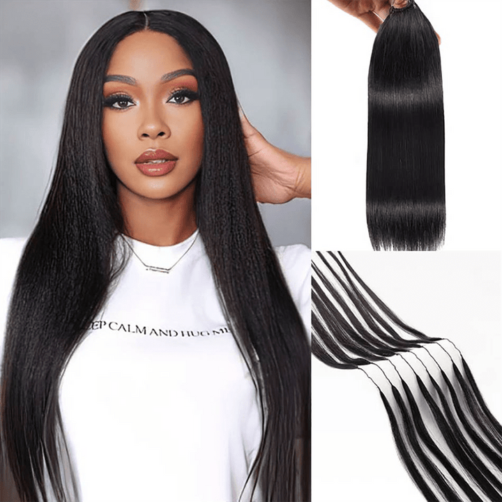 Msgem Feather Crochet Hair Extension Straight Human Hair - Msgem Hair