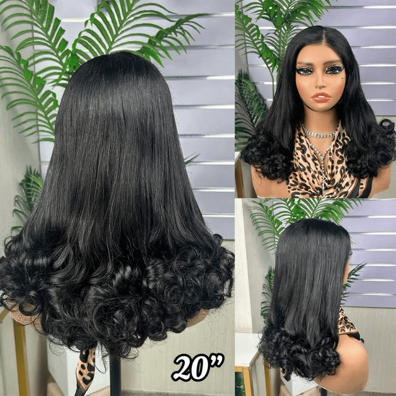 Msgem Flower Curly Glueless Wigs Double Drawn Romantic Bouncy Wave 5x5 Human Hair Wigs - Msgem Hair