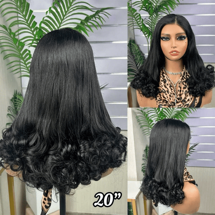 Msgem Flower Curly Glueless Wigs Double Drawn Romantic Bouncy Wave 5x5 Human Hair Wigs - Msgem Hair