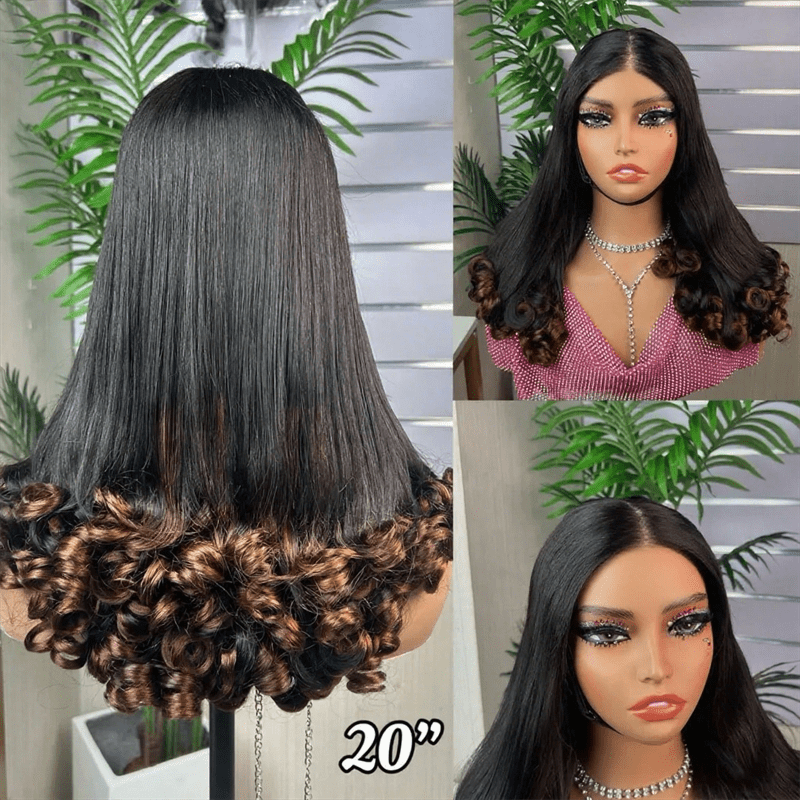 Msgem Flower Curly Glueless Wigs Double Drawn Romantic Bouncy Wave 5x5 Human Hair Wigs - Msgem Hair