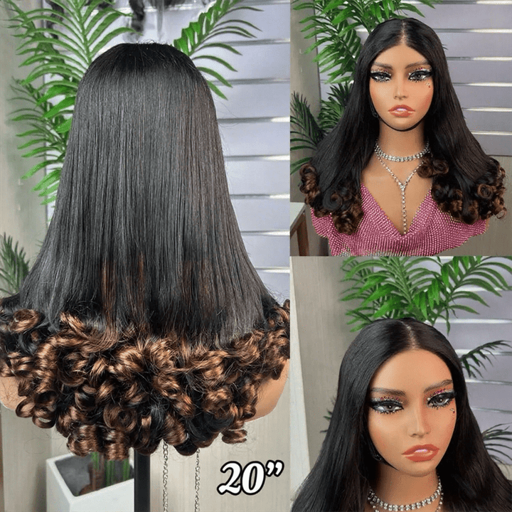 Msgem Flower Curly Glueless Wigs Double Drawn Romantic Bouncy Wave 5x5 Human Hair Wigs - Msgem Hair