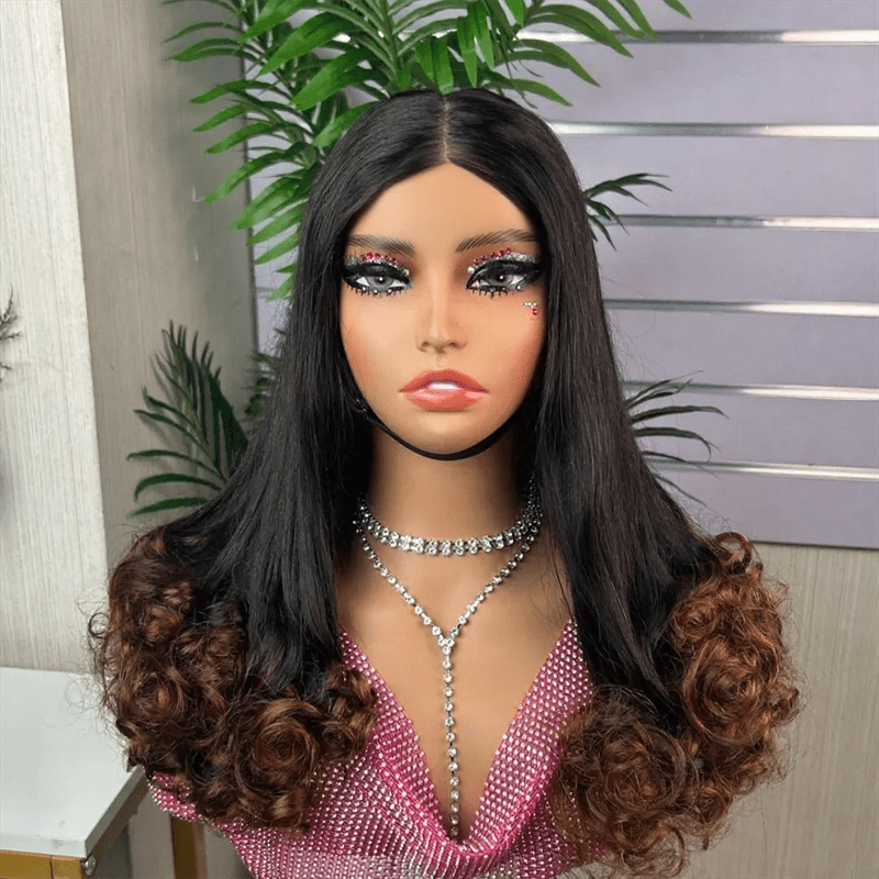 Msgem Flower Curly Glueless Wigs Double Drawn Romantic Bouncy Wave 5x5 Human Hair Wigs - Msgem Hair
