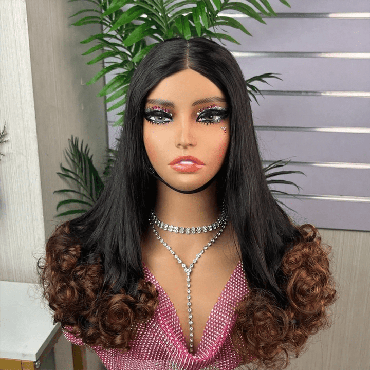Msgem Flower Curly Glueless Wigs Double Drawn Romantic Bouncy Wave 5x5 Human Hair Wigs - Msgem Hair
