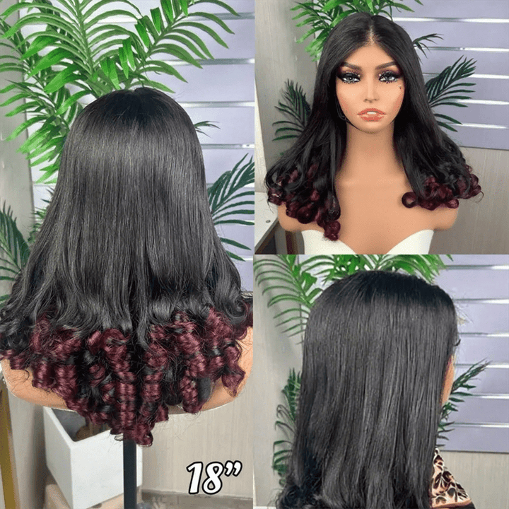Msgem Flower Curly Glueless Wigs Double Drawn Romantic Bouncy Wave 5x5 Human Hair Wigs - Msgem Hair