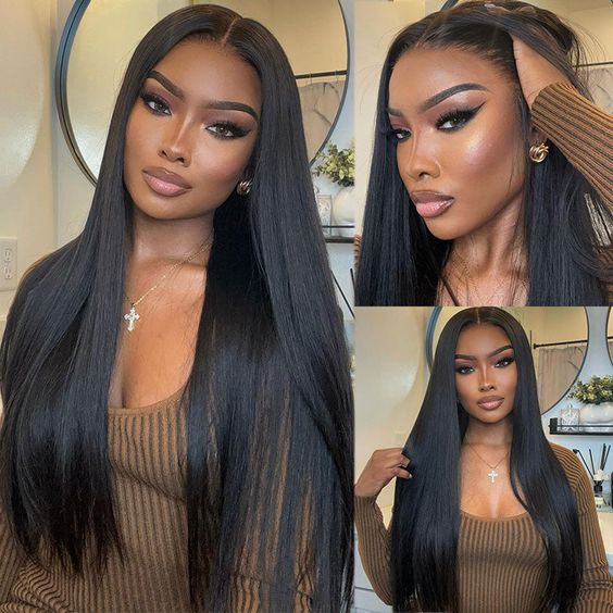 Msgem Full Lace Human Hair Wigs Straight Wigs Pre Plucked With Baby Hair Natural Hairline - Msgem Hair