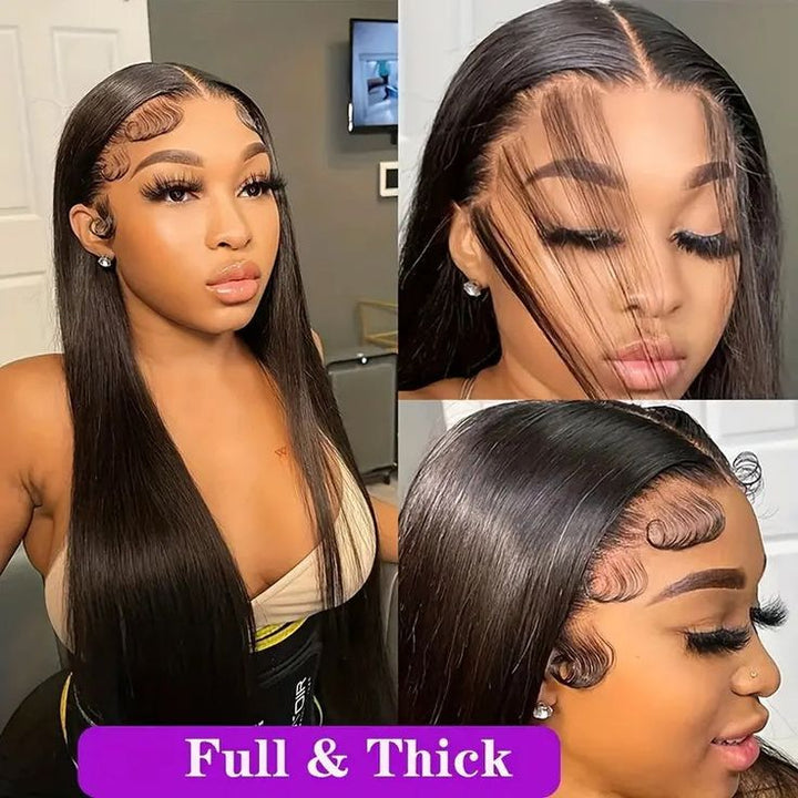 Msgem Full Lace Human Hair Wigs Straight Wigs Pre Plucked With Baby Hair Natural Hairline - Msgem Hair
