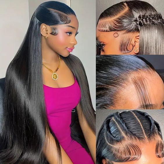 Msgem Full Lace Human Hair Wigs Straight Wigs Pre Plucked With Baby Hair Natural Hairline - Msgem Hair
