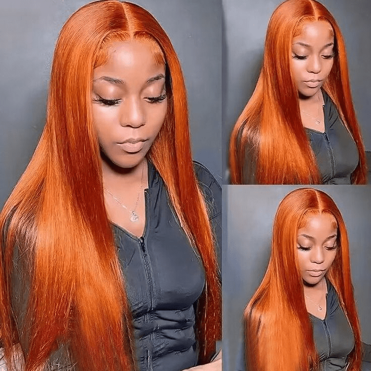 Msgem Ginger Orange 13x4 Lace Frontal Wigs Straight Human Hair Wigs 250% - Msgem Hair