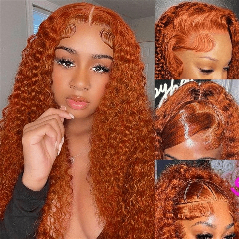 Msgem Ginger Orange 13x6 Deep Wave Human Hair Lace Front Wigs Pre Plucked - Msgem Hair