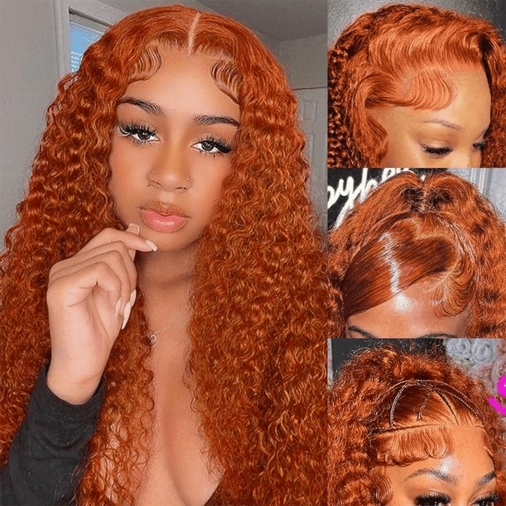 Msgem Ginger Orange 13x6 Deep Wave Human Hair Lace Front Wigs Pre Plucked - Msgem Hair