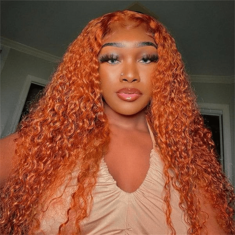 Msgem Ginger Orange 13x6 Deep Wave Human Hair Lace Front Wigs Pre Plucked - Msgem Hair