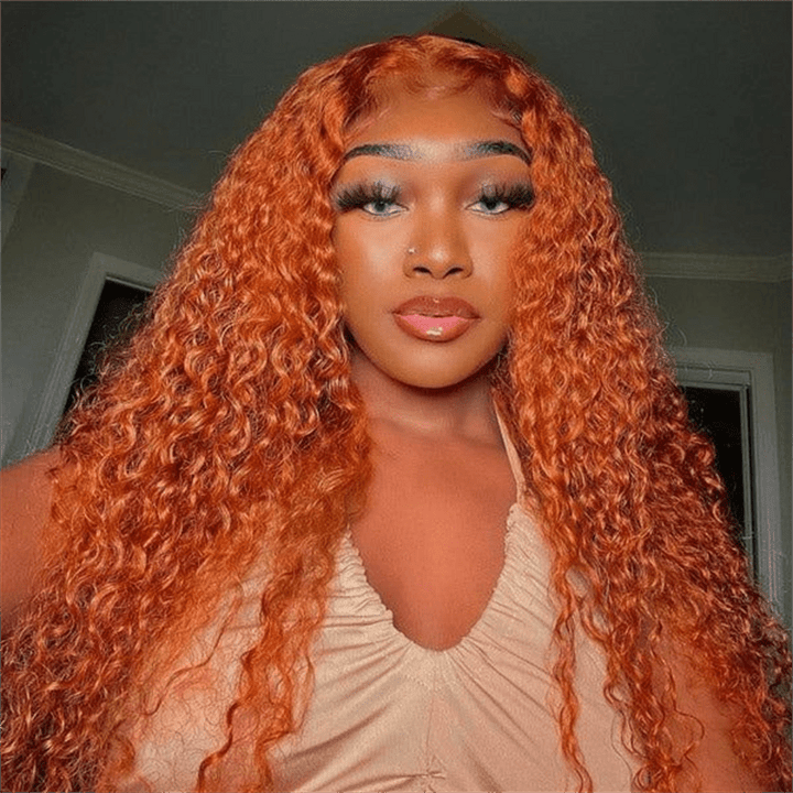 Msgem Ginger Orange 13x6 Deep Wave Human Hair Lace Front Wigs Pre Plucked - Msgem Hair