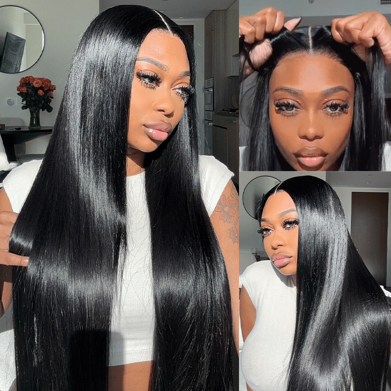 Msgem Glueless Wig 5x5 Lace Closure Wigs Sliky Straight Wear Go Wigs Bleached Knots - Msgem Hair