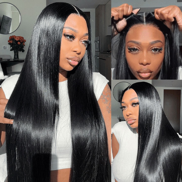 Msgem Glueless Wig 5x5 Lace Closure Wigs Sliky Straight Wear Go Wigs Bleached Knots - Msgem Hair
