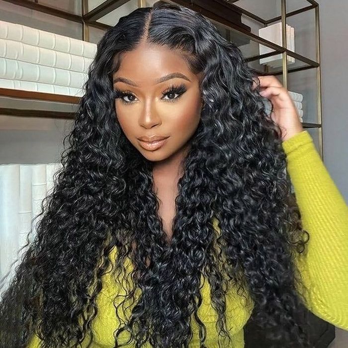 Msgem Glueless Wig with Elastic Belt Water Wave Pre Cut Wear&Go 5x5 Transparent HD Lace Closure - Msgem Hair