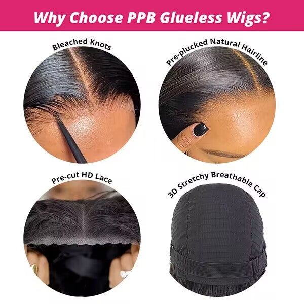 Msgem Glueless Wig with Elastic Belt Water Wave Pre Cut Wear&Go 5x5 Transparent HD Lace Closure - Msgem Hair