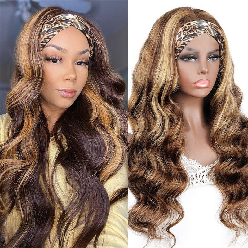 Msgem Headband Wigs P4/27 Highlight Color Body Wave Human Hair Wig 150% Beginner Friendly - Msgem Hair