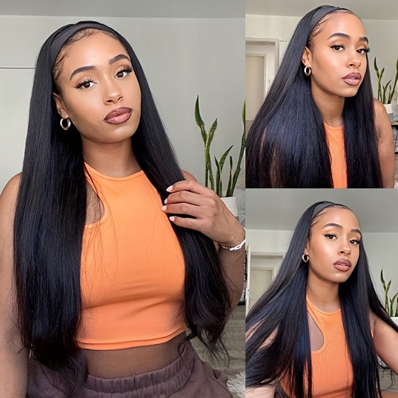 Msgem Headband Wigs Straight Human Hair Glueless Wigs No Lace 150% - Msgem Hair