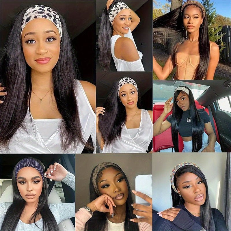 Msgem Headband Wigs Straight Human Hair Glueless Wigs No Lace 150% - Msgem Hair