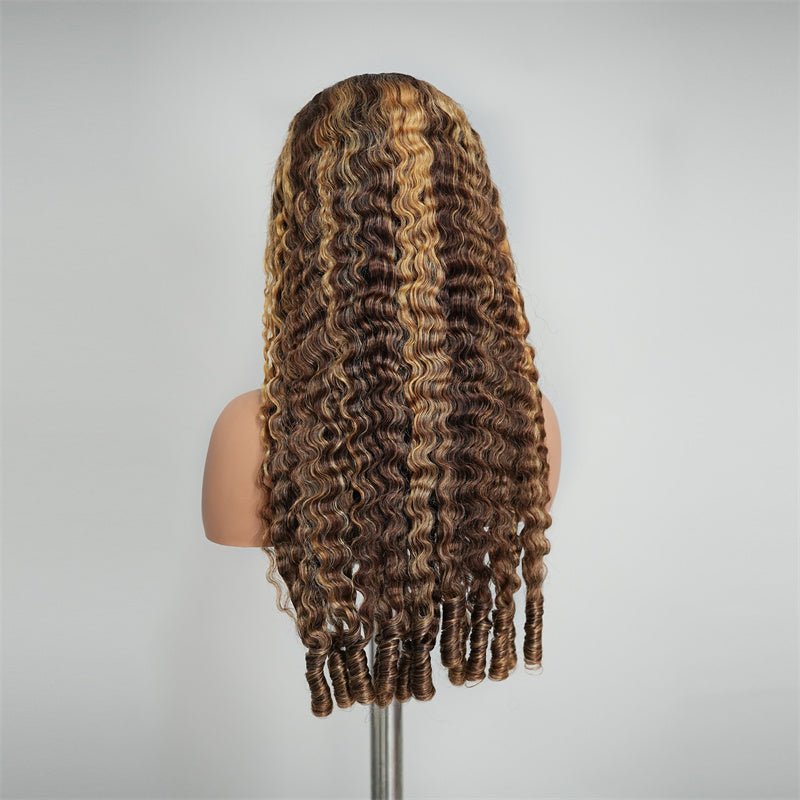 Msgem Highlight Honey Blonde Burmese Curly Lace Front Wigs 13x4 13x6 HD Transparent Human Hair Wigs - Msgem Hair