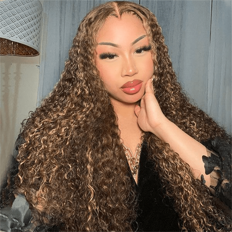 Msgem Highlight Honey Blonde Burmese Curly Lace Front Wigs 13x4 13x6 HD Transparent Human Hair Wigs - Msgem Hair