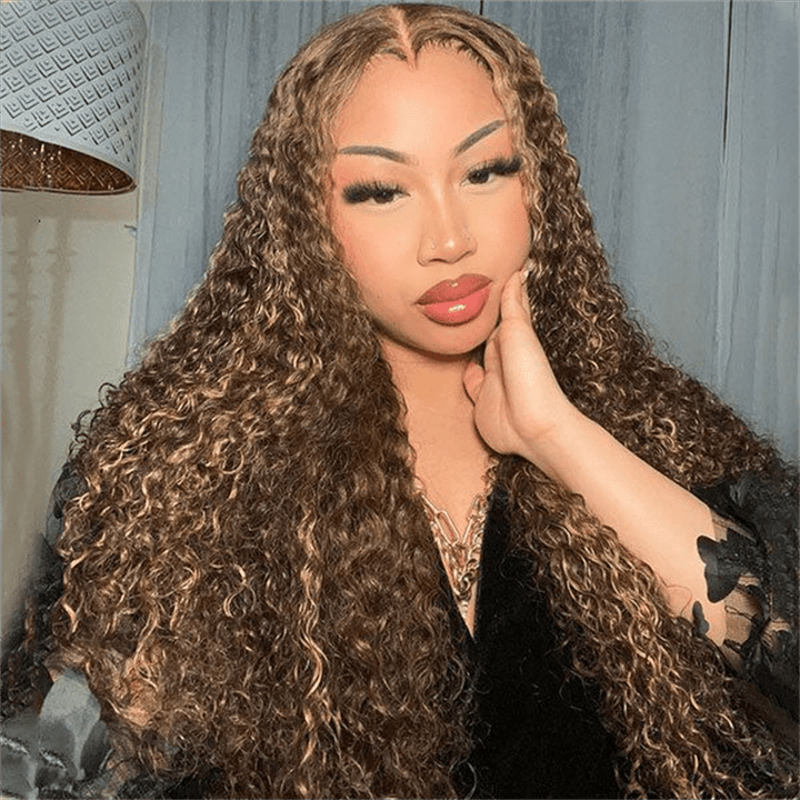 Msgem Highlight Honey Blonde Burmese Curly Lace Front Wigs 13x4 13x6 HD Transparent Human Hair Wigs - Msgem Hair