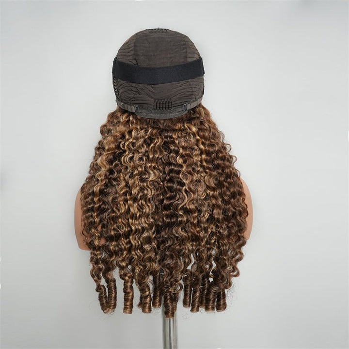 Msgem Highlight Honey Blonde Burmese Curly Lace Front Wigs 13x4 13x6 HD Transparent Human Hair Wigs - Msgem Hair