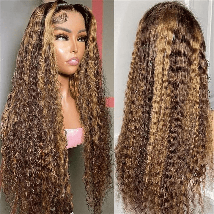 Msgem Highlight Honey Blonde Burmese Curly Lace Front Wigs 13x4 13x6 HD Transparent Human Hair Wigs - Msgem Hair