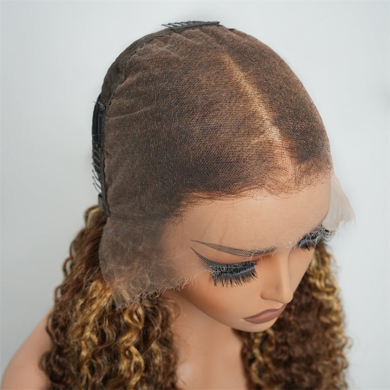 Msgem Highlight Honey Blonde Burmese Curly Lace Front Wigs 13x4 13x6 HD Transparent Human Hair Wigs - Msgem Hair