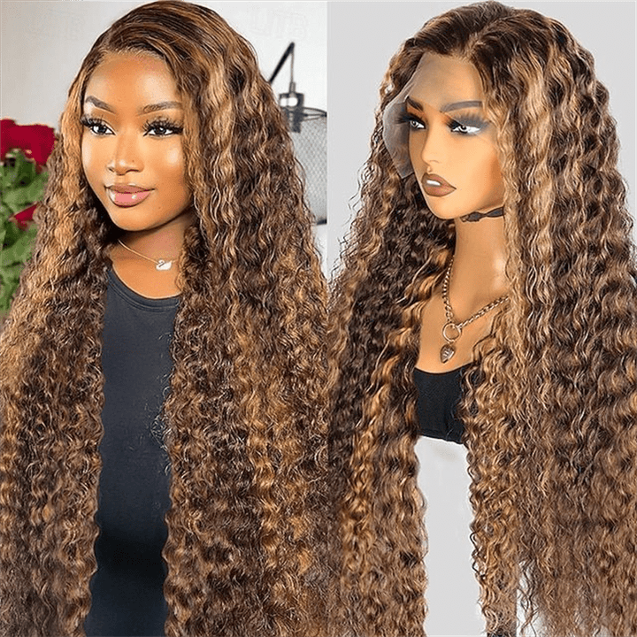Msgem Highlight Honey Blonde Burmese Curly Lace Front Wigs 13x4 13x6 HD Transparent Human Hair Wigs - Msgem Hair