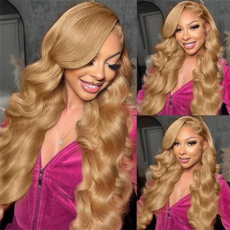 Msgem Honey Blonde Body Wave 13x6 Lace Front Wigs HD Transparent Pre Plucked Human Hair Wigs With Baby Hair - Msgem Hair