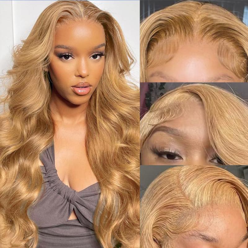 Msgem Honey Blonde Body Wave 13x6 Lace Front Wigs HD Transparent Pre Plucked Human Hair Wigs With Baby Hair - Msgem Hair