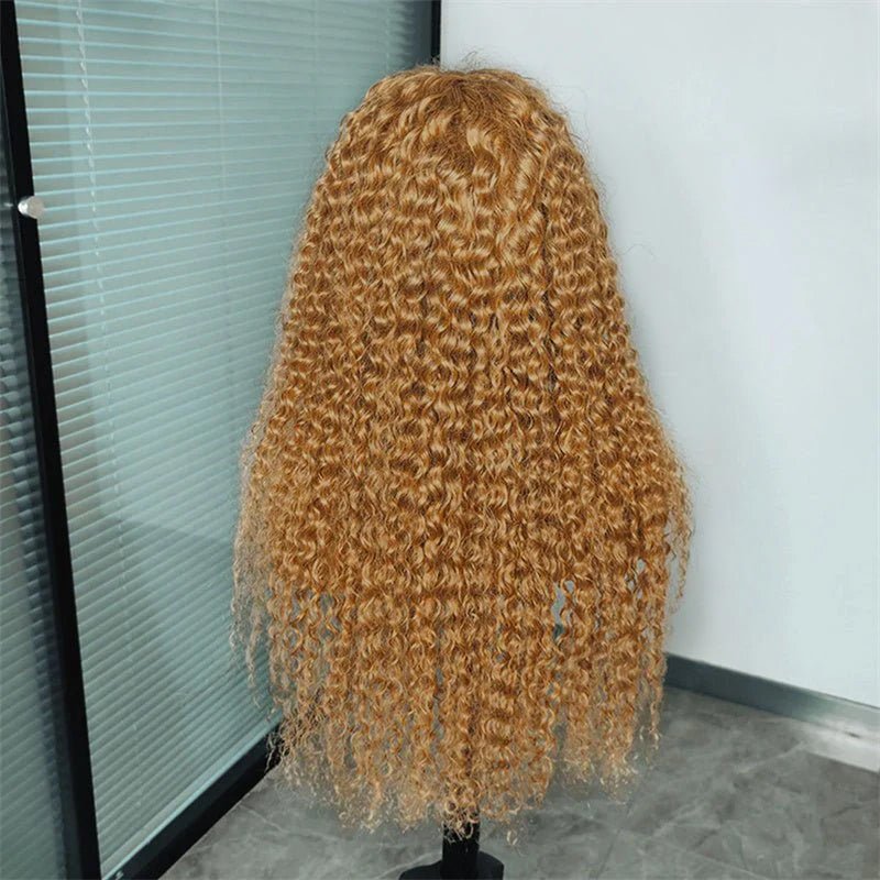 Msgem Honey Blonde Curly Wig 13x6 Transparent Lace Front Human Hair Wigs Pre Plucked 180%/250% Density - Msgem Hair