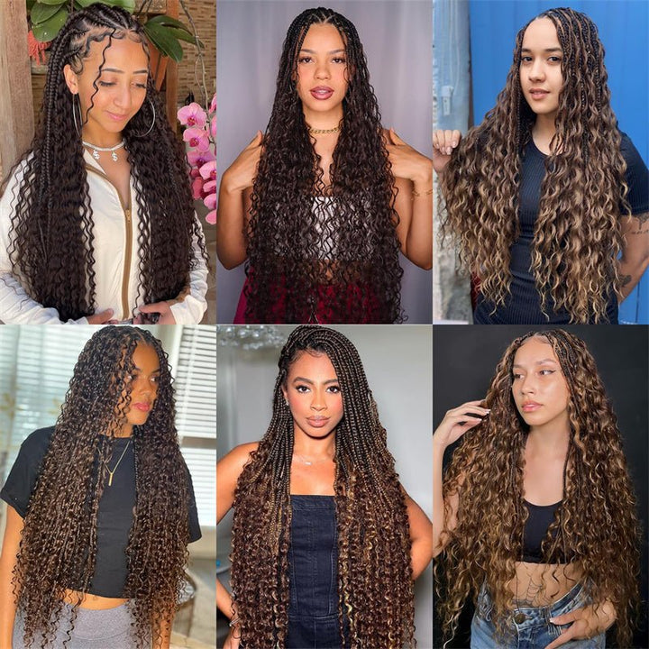 Msgem Human Braiding Hair for Boho Braids #4 Chocolate Brown Deep Wave Bulk Human Hair for Braiding No Weft - Msgem Hair