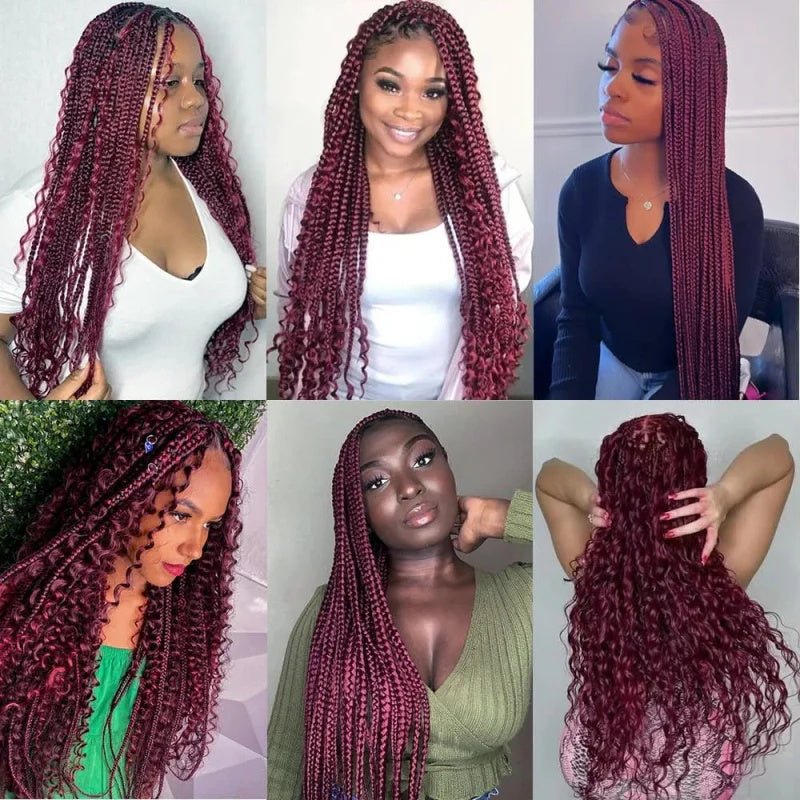 Msgem Human Braiding Hair for Boho Braids 99J Burgundy Deep Wave Bulk Human Hair for Braiding - Msgem Hair