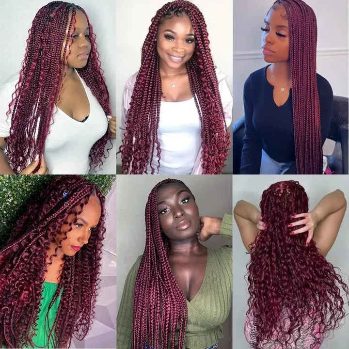 Msgem Human Braiding Hair for Boho Braids 99J Burgundy Deep Wave Bulk Human Hair for Braiding - Msgem Hair