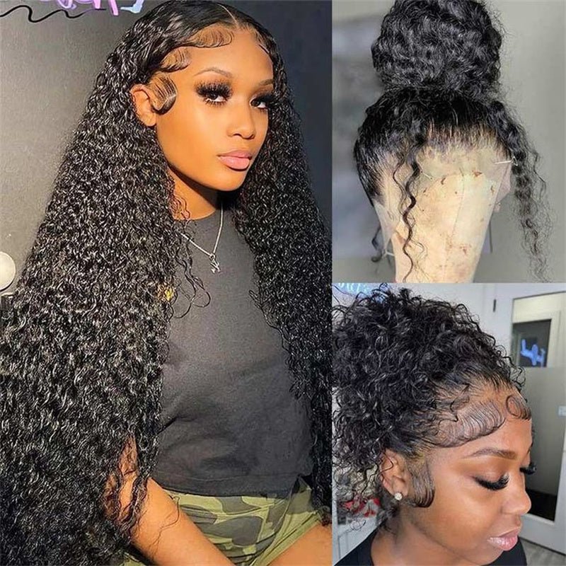 Msgem Kinky Curly Invisi - Drawstring Snug Fit 360 Lace Wigs HD Transparent Full Frontal Human Hair Wigs - Msgem Hair