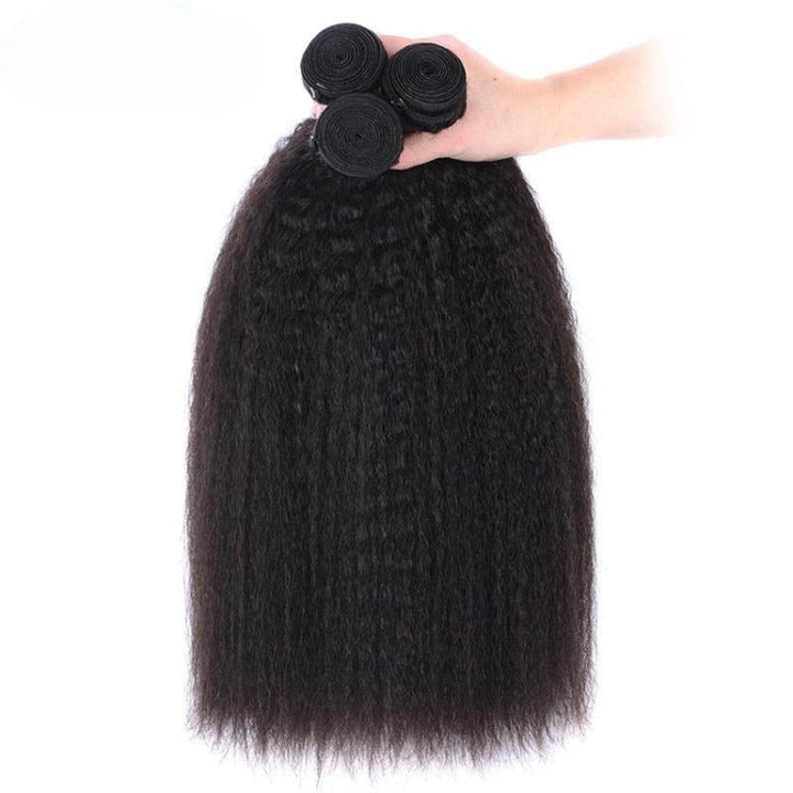 Msgem Kinky Straight 3 Bundles with 13x4 Lace Frontal Transparent human hair - Msgem Hair