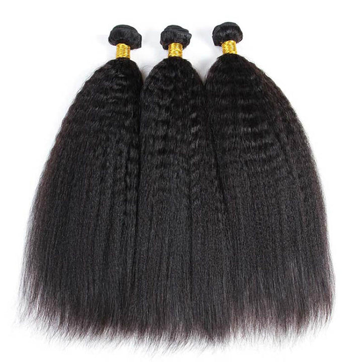 Msgem Kinky Straight 3 Bundles with 13x4 Lace Frontal Transparent human hair - Msgem Hair