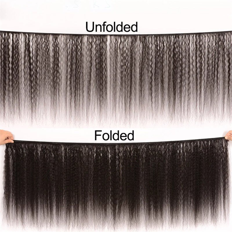 Msgem Kinky Straight 3 Bundles With 4x4 Lace Closure 100% Virgin Human Hair - Msgem Hair