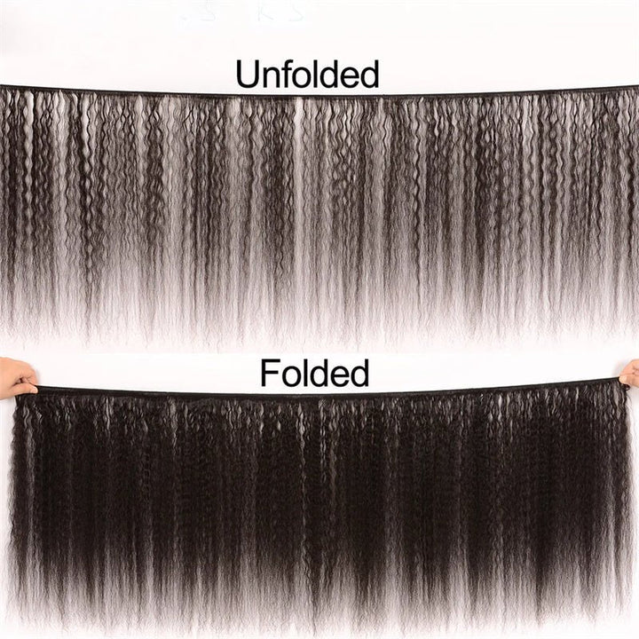 Msgem Kinky Straight 3 Bundles With 4x4 Lace Closure 100% Virgin Human Hair - Msgem Hair